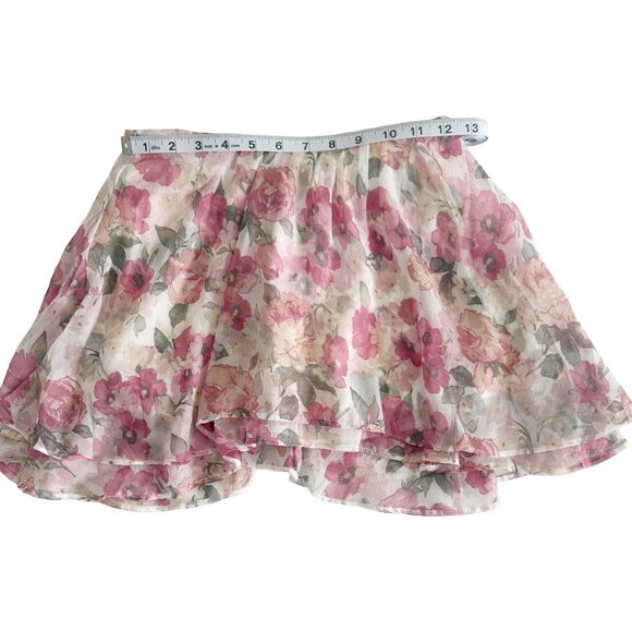 Hollister Pink Floral Ruffle Chiffon Mini Skirt XS - Picture 5 of 8